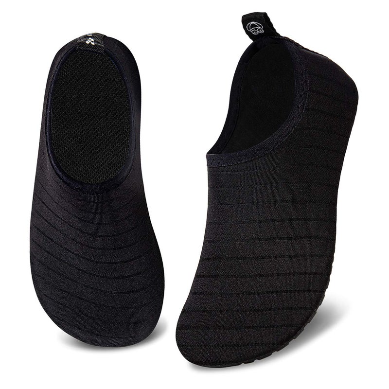 WateLves Kids Water Shoes Toddler Girls Boys Barefoot Non-Slip Quick Dry Aqua Socks for Beach Swim Walking (Striped Black, 30/31) - Image 1